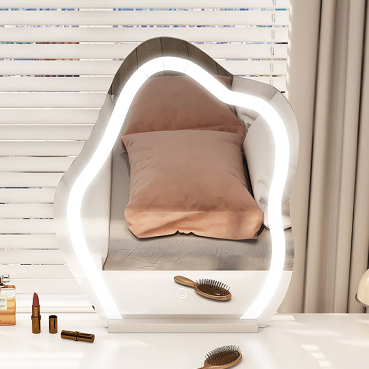 Modern Lighted Mirror Dressing Table Bedroom Makeup Table in White