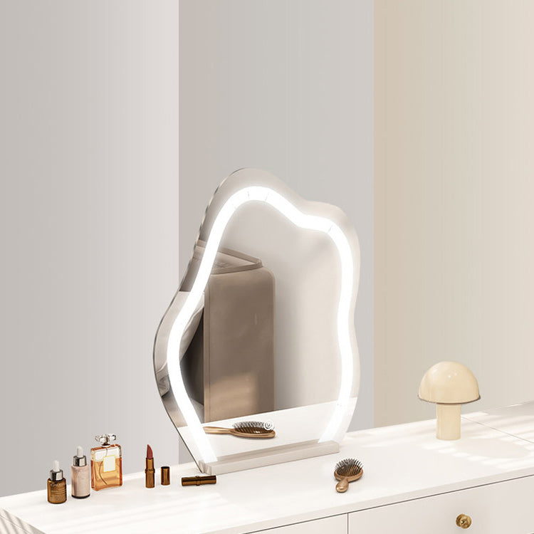 Modern Lighted Mirror Dressing Table Bedroom Makeup Table in White