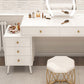 Modern Lighted Mirror Dressing Table Bedroom Makeup Table in White