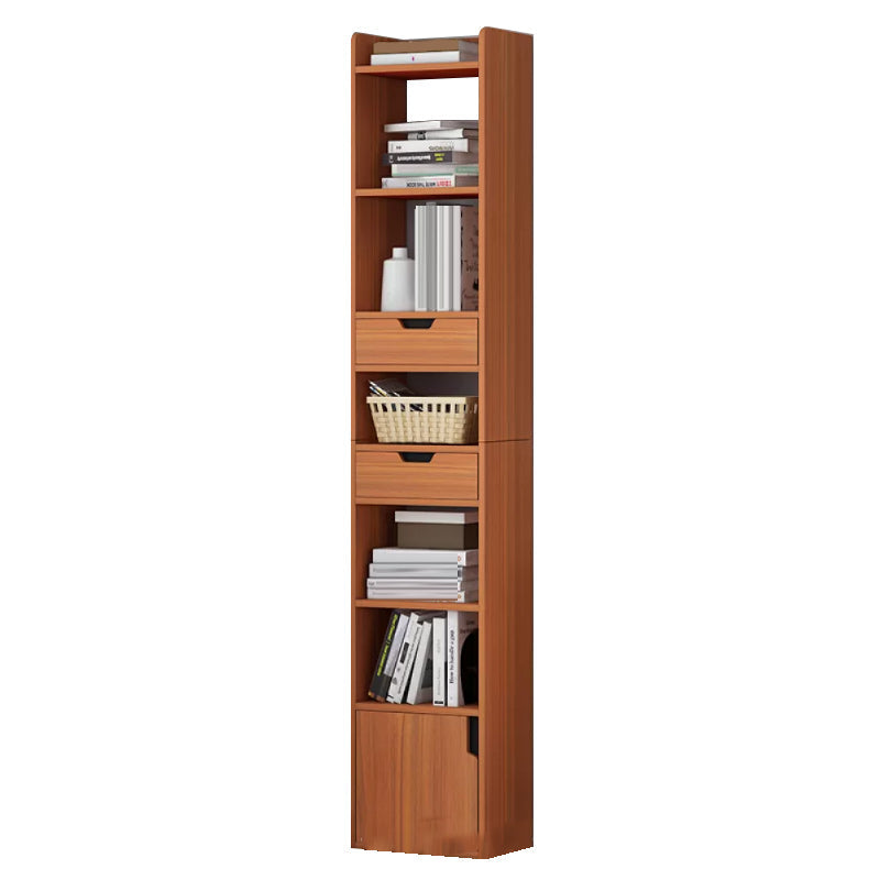 Contemporary Wooden Accent Cabinet with Shelves Storage Cabinet 13"L x 9.8"W x 70.9"H Walnut Clearhalo 'Cabinets & Chests' 'cabinets_chests' 'furn' 'furn_cabinets_chests' 'Furniture' 'Living Room Furniture' 6920743