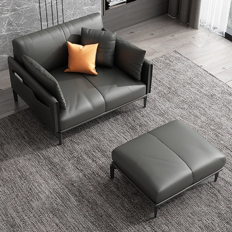 Gray Leather Sofa with Four Legs Contemporary Living Room Seating Clearhalo 'furn' 'furn_sofas' 'Furniture' 'Living Room Furniture' 'Sofa' 'sofas' 6920865
