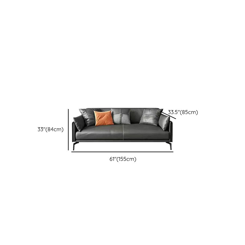 Gray Leather Sofa with Four Legs Contemporary Living Room Seating Clearhalo 'furn' 'furn_sofas' 'Furniture' 'Living Room Furniture' 'Sofa' 'sofas' 6920884
