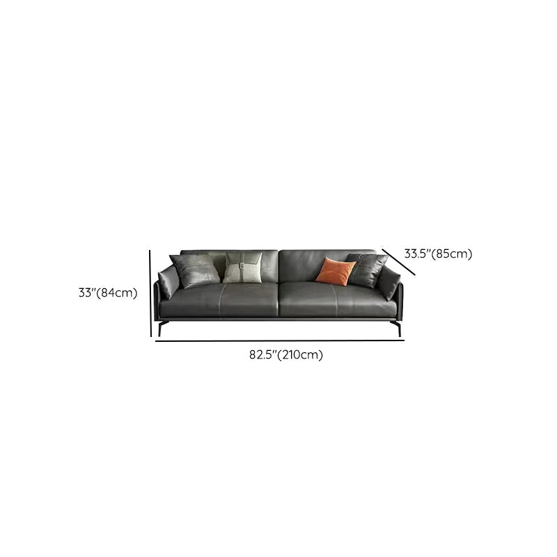 Gray Leather Sofa with Four Legs Contemporary Living Room Seating Clearhalo 'furn' 'furn_sofas' 'Furniture' 'Living Room Furniture' 'Sofa' 'sofas' 6920885