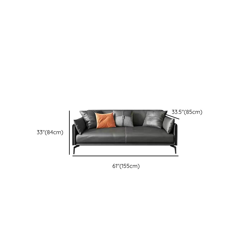 Gray Leather Sofa with Four Legs Contemporary Living Room Seating Clearhalo 'furn' 'furn_sofas' 'Furniture' 'Living Room Furniture' 'Sofa' 'sofas' 6920888