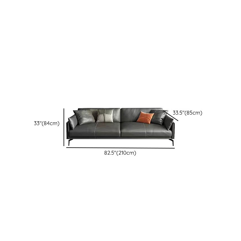 Gray Leather Sofa with Four Legs Contemporary Living Room Seating Clearhalo 'furn' 'furn_sofas' 'Furniture' 'Living Room Furniture' 'Sofa' 'sofas' 6920889