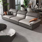 Grey Faux Leather Sectional Sofa Pillow Top Arm Sectional Ottoman Included 3-Seater Sofa Faux Leather Horizontal Clearhalo 'furn' 'furn_sectionals' 'Furniture' 'Living Room Furniture' 'Sectionals' 6920908