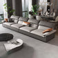 Grey Faux Leather Sectional Sofa Pillow Top Arm Sectional Ottoman Included 4-Seater Sofa Faux Leather Horizontal Clearhalo 'furn' 'furn_sectionals' 'Furniture' 'Living Room Furniture' 'Sectionals' 6920909