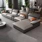 Grey Faux Leather Sectional Sofa Pillow Top Arm Sectional Ottoman Included 2-Seater Sofa & 1-Seater Sofa & Chaise Lounge & Side Table Faux Leather Right Clearhalo 'furn' 'furn_sectionals' 'Furniture' 'Living Room Furniture' 'Sectionals' 6920918