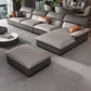Grey Faux Leather Sectional Sofa Pillow Top Arm Sectional Ottoman Included 2-Seater Sofa & 1-Seater Sofa & Chaise Lounge & Ottoman Faux Leather Right Clearhalo 'furn' 'furn_sectionals' 'Furniture' 'Living Room Furniture' 'Sectionals' 6920923