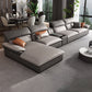 Grey Faux Leather Sectional Sofa Pillow Top Arm Sectional Ottoman Included 2-Seater Sofa & 1-Seater Sofa & Chaise Lounge & Side Table Faux Leather Left Clearhalo 'furn' 'furn_sectionals' 'Furniture' 'Living Room Furniture' 'Sectionals' 6920927