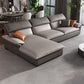 Grey Faux Leather Sectional Sofa Pillow Top Arm Sectional Ottoman Included 2-Seater Sofa with Chaise Lounge Faux Leather Left Clearhalo 'furn' 'furn_sectionals' 'Furniture' 'Living Room Furniture' 'Sectionals' 6920928