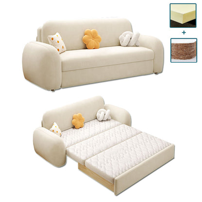 Contemporary Styled Metal Frame Sleeper Sofa Upholstered Square Arms Sofa Bed