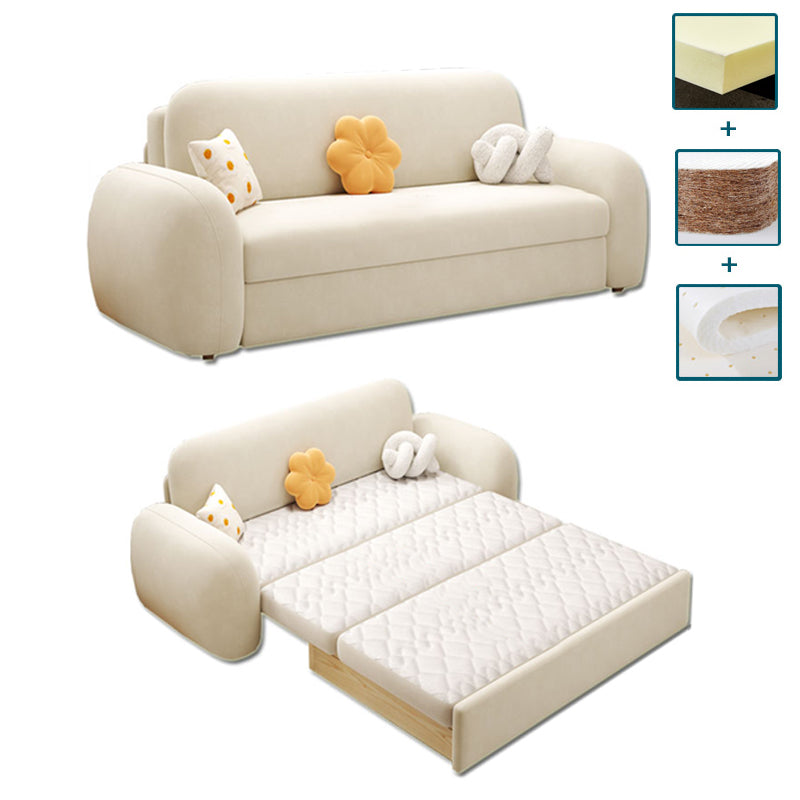 Contemporary Styled Metal Frame Sleeper Sofa Upholstered Square Arms Sofa Bed