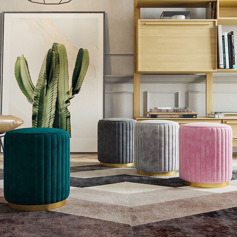 Solid Color Flannel Standard Stool Modern Style Simple Round Stool Clearhalo 'furn' 'furn_ottomans_poufs' 'Furniture' 'Living Room Furniture' 'Ottomans & Poufs' 'ottomans_poufs' 6922061