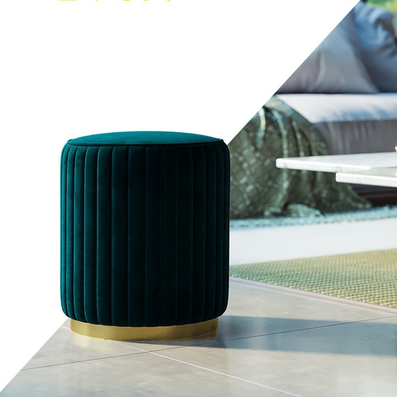 Solid Color Flannel Standard Stool Modern Style Simple Round Stool Clearhalo 'furn' 'furn_ottomans_poufs' 'Furniture' 'Living Room Furniture' 'Ottomans & Poufs' 'ottomans_poufs' 6922084