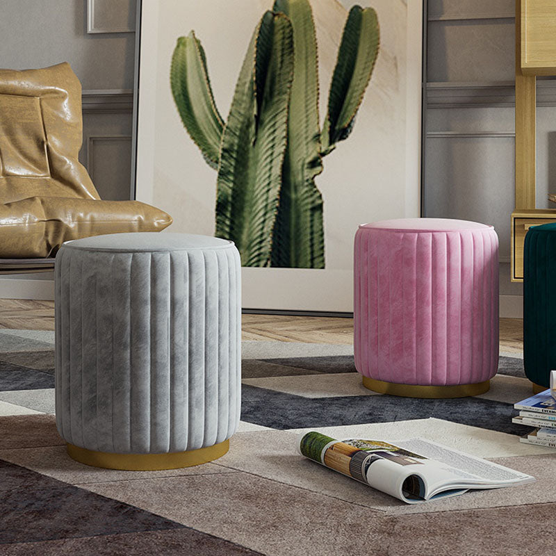 Solid Color Flannel Standard Stool Modern Style Simple Round Stool Clearhalo 'furn' 'furn_ottomans_poufs' 'Furniture' 'Living Room Furniture' 'Ottomans & Poufs' 'ottomans_poufs' 6922087