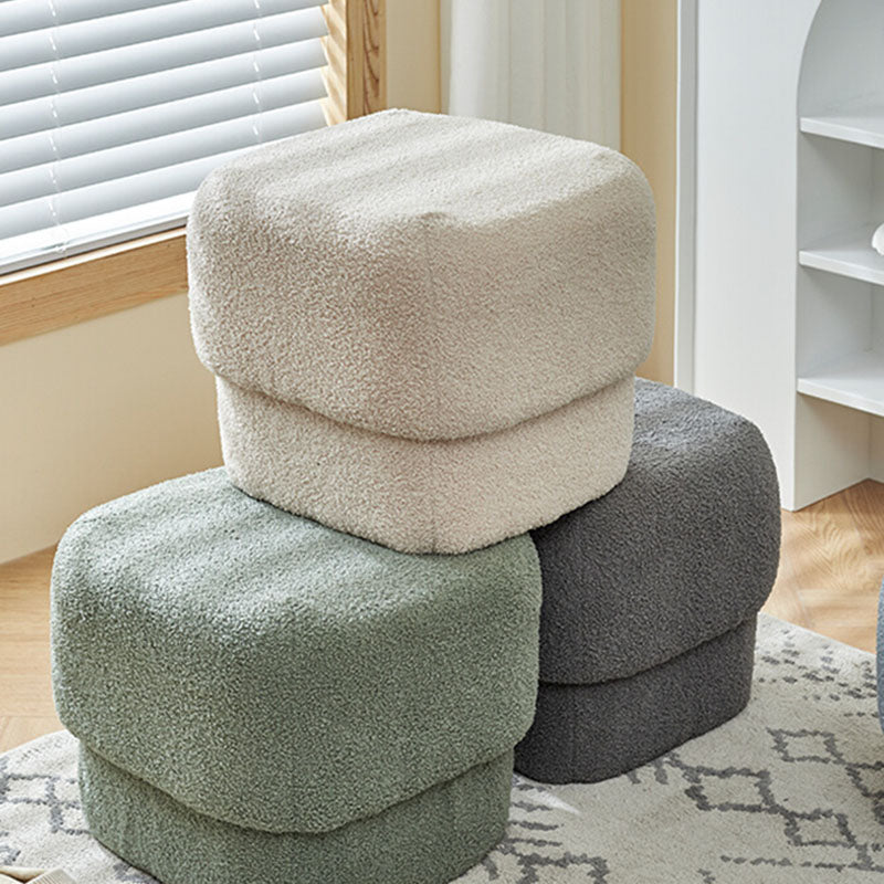 Solid Color Flannel Standard Stool Modern Simple Square Upholstered Stool Clearhalo 'furn' 'furn_ottomans_poufs' 'Furniture' 'Living Room Furniture' 'Ottomans & Poufs' 'ottomans_poufs' 6922089