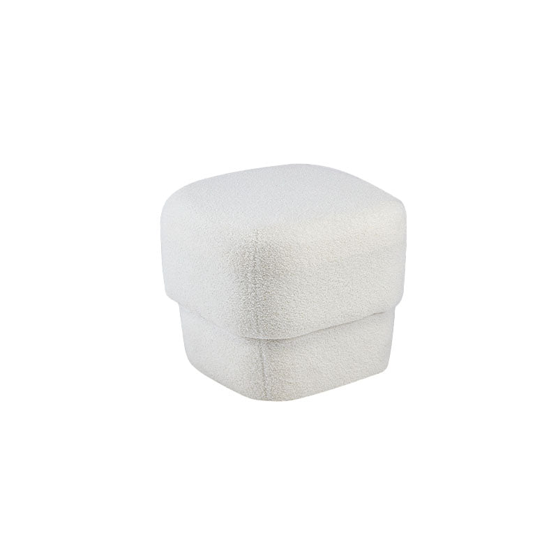Solid Color Flannel Standard Stool Modern Simple Square Upholstered Stool White 1 Piece Clearhalo 'furn' 'furn_ottomans_poufs' 'Furniture' 'Living Room Furniture' 'Ottomans & Poufs' 'ottomans_poufs' 6922096