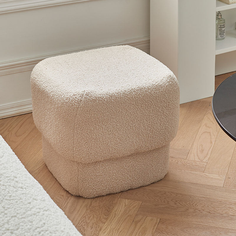 Solid Color Flannel Standard Stool Modern Simple Square Upholstered Stool Light Khaki 1 Piece Clearhalo 'furn' 'furn_ottomans_poufs' 'Furniture' 'Living Room Furniture' 'Ottomans & Poufs' 'ottomans_poufs' 6922116