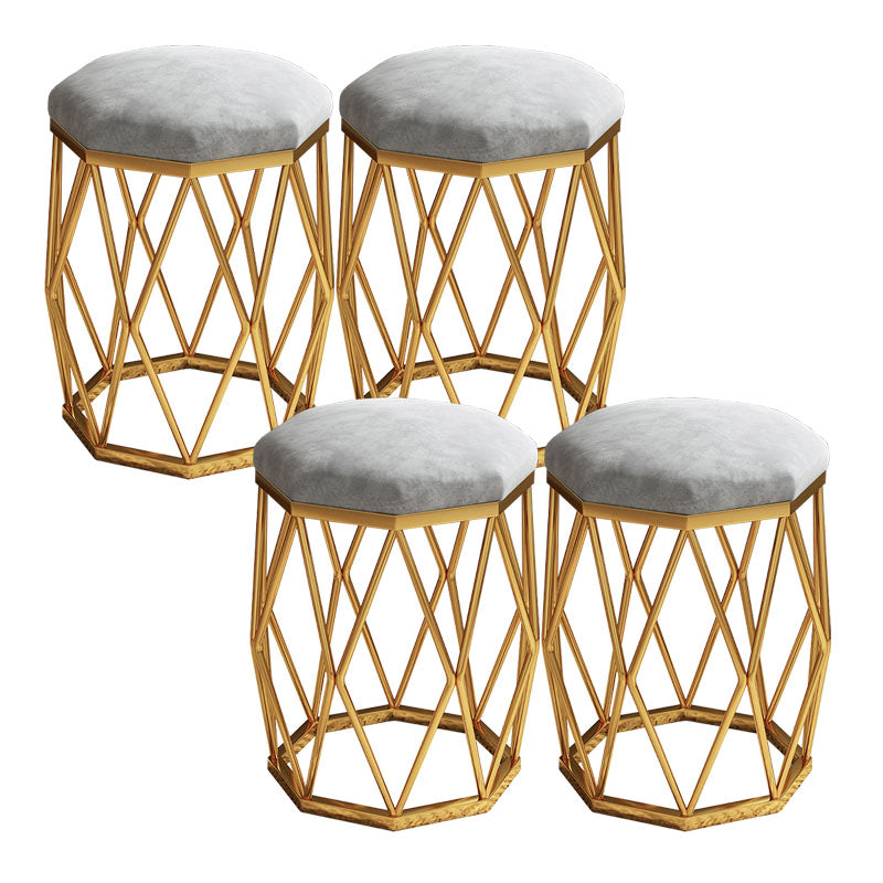 Solid Color Flannel Standard Stool Modern Simple Upholstered Stool Gray 4 Piece Set Clearhalo 'furn' 'furn_ottomans_poufs' 'Furniture' 'Living Room Furniture' 'Ottomans & Poufs' 'ottomans_poufs' 6922125