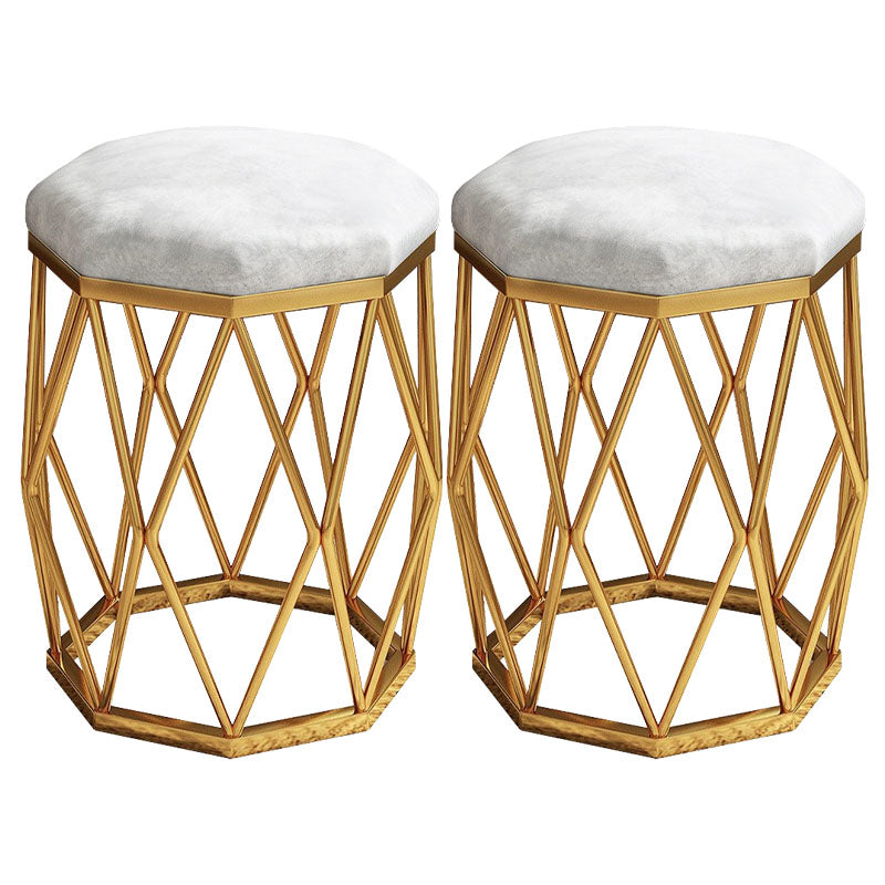 Solid Color Flannel Standard Stool Modern Simple Upholstered Stool Beige 2 Piece Set Clearhalo 'furn' 'furn_ottomans_poufs' 'Furniture' 'Living Room Furniture' 'Ottomans & Poufs' 'ottomans_poufs' 6922129