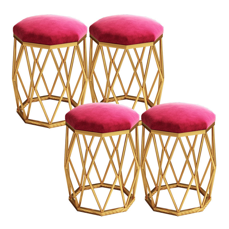 Solid Color Flannel Standard Stool Modern Simple Upholstered Stool Red 4 Piece Set Clearhalo 'furn' 'furn_ottomans_poufs' 'Furniture' 'Living Room Furniture' 'Ottomans & Poufs' 'ottomans_poufs' 6922137