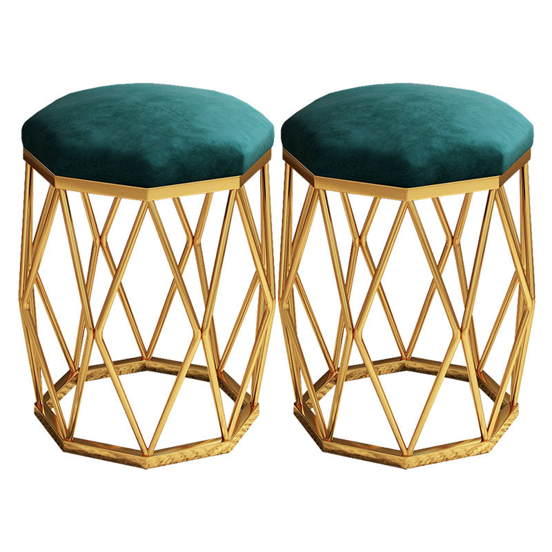 Solid Color Flannel Standard Stool Modern Simple Upholstered Stool Green 2 Piece Set Clearhalo 'furn' 'furn_ottomans_poufs' 'Furniture' 'Living Room Furniture' 'Ottomans & Poufs' 'ottomans_poufs' 6922151