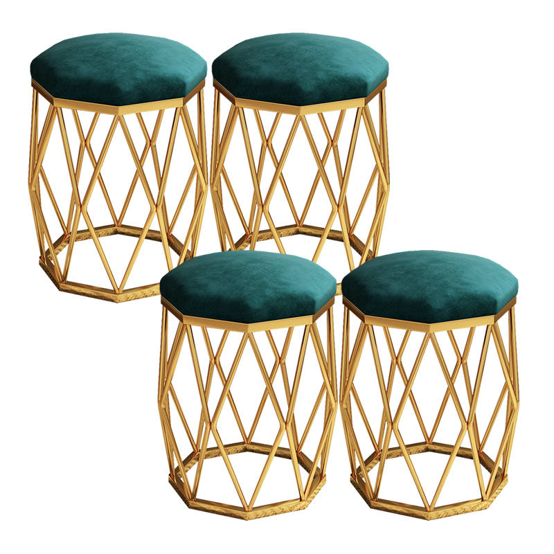 Solid Color Flannel Standard Stool Modern Simple Upholstered Stool Green 4 Piece Set Clearhalo 'furn' 'furn_ottomans_poufs' 'Furniture' 'Living Room Furniture' 'Ottomans & Poufs' 'ottomans_poufs' 6922152