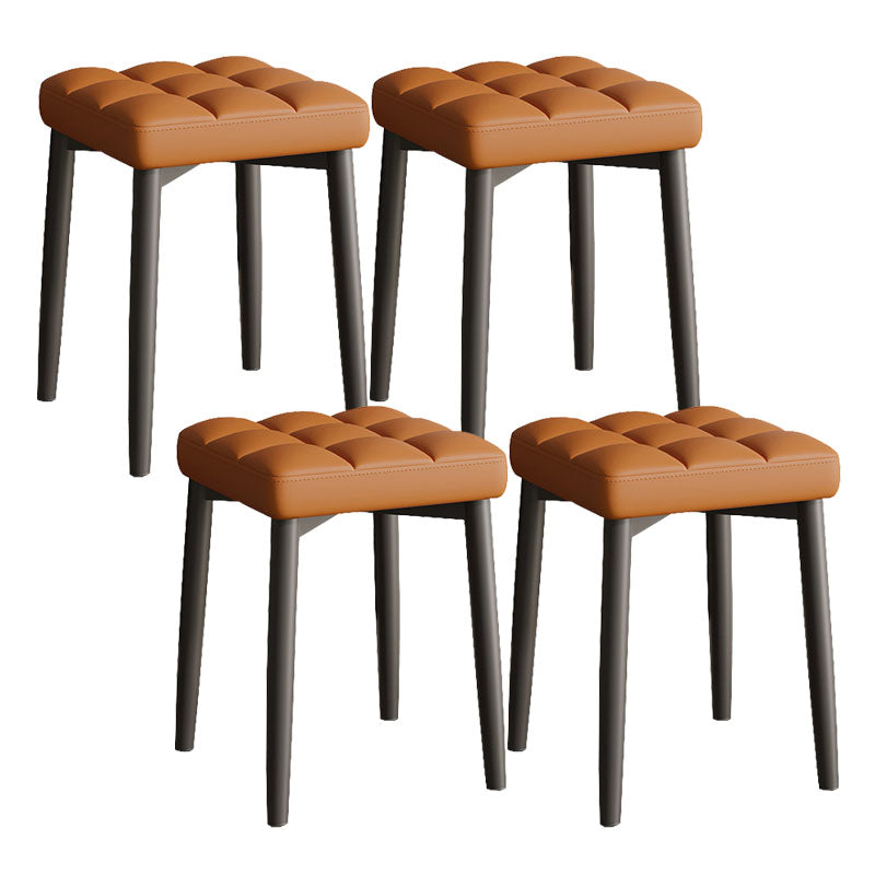Solid Color Leather Standard Stool Modern Simple Square Stool Orange 4 Piece Set Black Clearhalo 'furn' 'furn_ottomans_poufs' 'Furniture' 'Living Room Furniture' 'Ottomans & Poufs' 'ottomans_poufs' 6922173