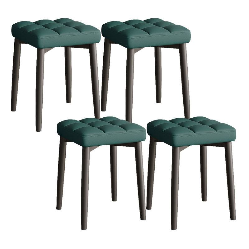 Solid Color Leather Standard Stool Modern Simple Square Stool Green 4 Piece Set Black Clearhalo 'furn' 'furn_ottomans_poufs' 'Furniture' 'Living Room Furniture' 'Ottomans & Poufs' 'ottomans_poufs' 6922180