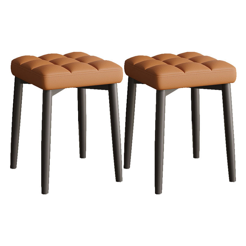 Solid Color Leather Standard Stool Modern Simple Square Stool Orange 2 Piece Set Black Clearhalo 'furn' 'furn_ottomans_poufs' 'Furniture' 'Living Room Furniture' 'Ottomans & Poufs' 'ottomans_poufs' 6922182