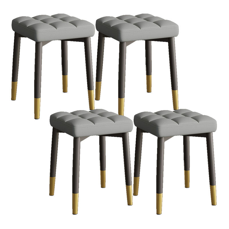 Solid Color Leather Standard Stool Modern Simple Square Stool Gray 4 Piece Set Black Gold Clearhalo 'furn' 'furn_ottomans_poufs' 'Furniture' 'Living Room Furniture' 'Ottomans & Poufs' 'ottomans_poufs' 6922186