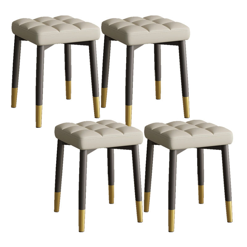 Solid Color Leather Standard Stool Modern Simple Square Stool Beige 4 Piece Set Black Gold Clearhalo 'furn' 'furn_ottomans_poufs' 'Furniture' 'Living Room Furniture' 'Ottomans & Poufs' 'ottomans_poufs' 6922189