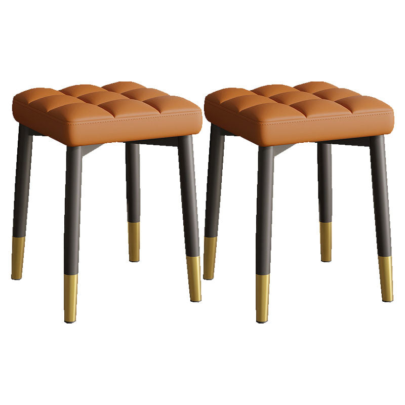 Solid Color Leather Standard Stool Modern Simple Square Stool Orange 2 Piece Set Black Gold Clearhalo 'furn' 'furn_ottomans_poufs' 'Furniture' 'Living Room Furniture' 'Ottomans & Poufs' 'ottomans_poufs' 6922191