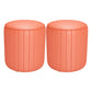 Solid Color Leather Standard Stool Modern Style Simple Round Cushion Stool 12.6"L x 12.6"W x 11.8"H Orange 2 Piece Set Clearhalo 'furn' 'furn_ottomans_poufs' 'Furniture' 'Living Room Furniture' 'Ottomans & Poufs' 'ottomans_poufs' 6922231