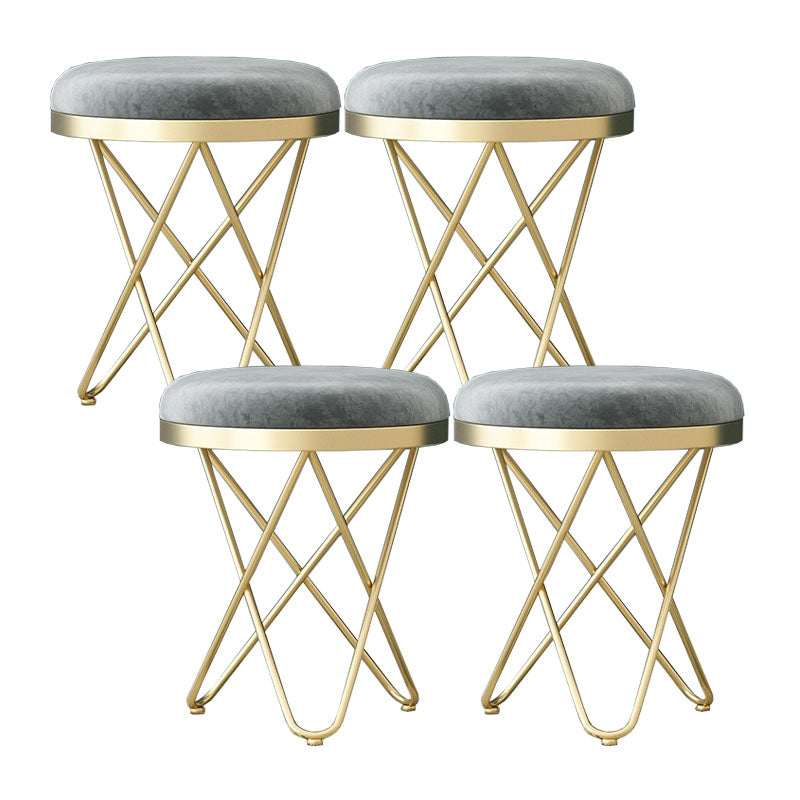 Solid Color Fabric Standard Stool Modern Style Simple Round Cushion Stool Velvet Gray 4 Piece Set Clearhalo 'furn' 'furn_ottomans_poufs' 'Furniture' 'Living Room Furniture' 'Ottomans & Poufs' 'ottomans_poufs' 6922256