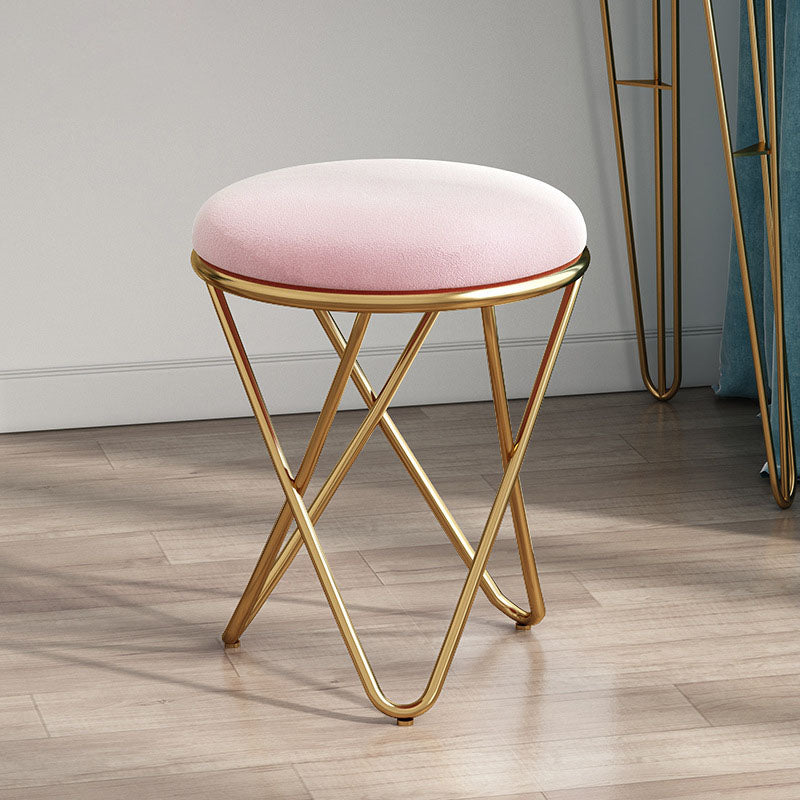 Solid Color Fabric Standard Stool Modern Style Simple Round Cushion Stool Pink 1 Piece Clearhalo 'furn' 'furn_ottomans_poufs' 'Furniture' 'Living Room Furniture' 'Ottomans & Poufs' 'ottomans_poufs' 6922264