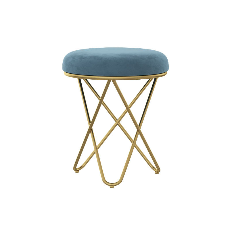 Solid Color Fabric Standard Stool Modern Style Simple Round Cushion Stool Velvet Blue 1 Piece Clearhalo 'furn' 'furn_ottomans_poufs' 'Furniture' 'Living Room Furniture' 'Ottomans & Poufs' 'ottomans_poufs' 6922267