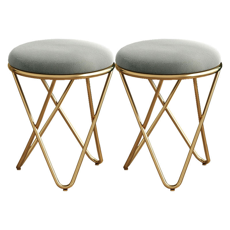 Solid Color Fabric Standard Stool Modern Style Simple Round Cushion Stool Velvet Light Grey 2 Piece Set Clearhalo 'furn' 'furn_ottomans_poufs' 'Furniture' 'Living Room Furniture' 'Ottomans & Poufs' 'ottomans_poufs' 6922274