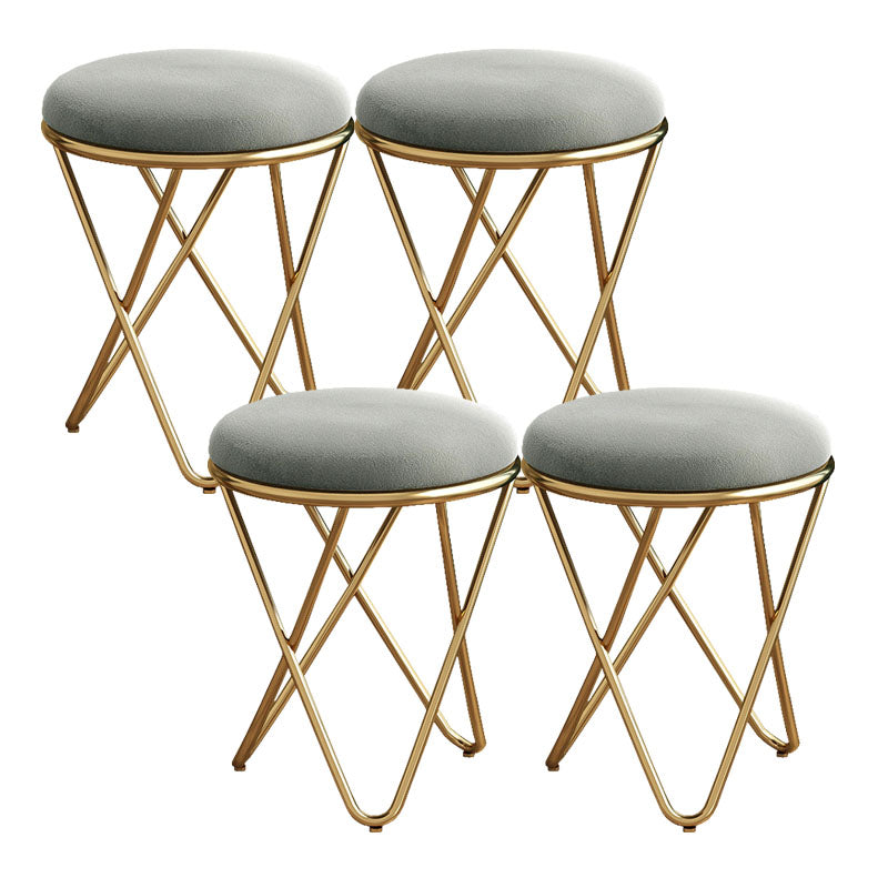 Solid Color Fabric Standard Stool Modern Style Simple Round Cushion Stool Velvet Light Grey 4 Piece Set Clearhalo 'furn' 'furn_ottomans_poufs' 'Furniture' 'Living Room Furniture' 'Ottomans & Poufs' 'ottomans_poufs' 6922275