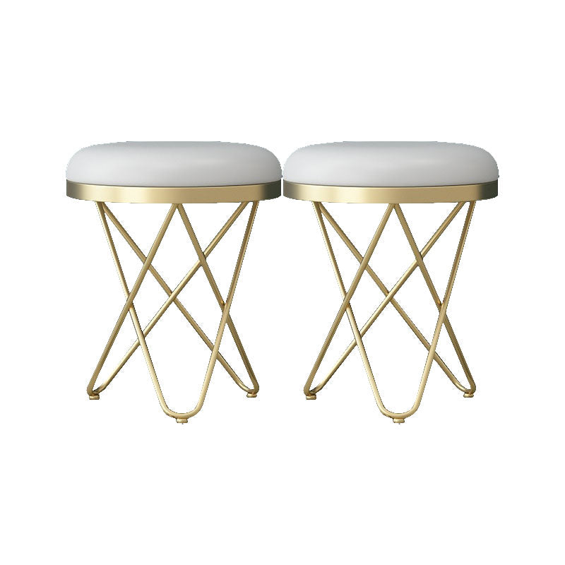 Solid Color Fabric Standard Stool Modern Style Simple Round Cushion Stool Faux Leather White 2 Piece Set Clearhalo 'furn' 'furn_ottomans_poufs' 'Furniture' 'Living Room Furniture' 'Ottomans & Poufs' 'ottomans_poufs' 6922286