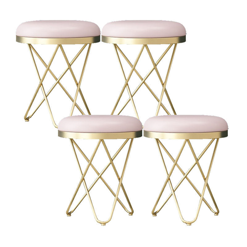 Solid Color Fabric Standard Stool Modern Style Simple Round Cushion Stool Faux Leather Light Pink 4 Piece Set Clearhalo 'furn' 'furn_ottomans_poufs' 'Furniture' 'Living Room Furniture' 'Ottomans & Poufs' 'ottomans_poufs' 6922290