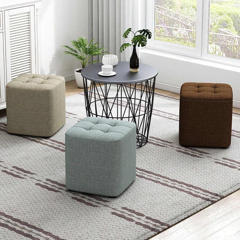 Solid Color Fabric Standard Stool Modern Simple Square Upholstered Stool Clearhalo 'furn' 'furn_ottomans_poufs' 'Furniture' 'Living Room Furniture' 'Ottomans & Poufs' 'ottomans_poufs' 6922297