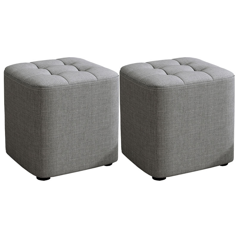 Solid Color Fabric Standard Stool Modern Simple Square Upholstered Stool 11"L x 11"W x 11"H Grey 2 Piece Set Clearhalo 'furn' 'furn_ottomans_poufs' 'Furniture' 'Living Room Furniture' 'Ottomans & Poufs' 'ottomans_poufs' 6922304