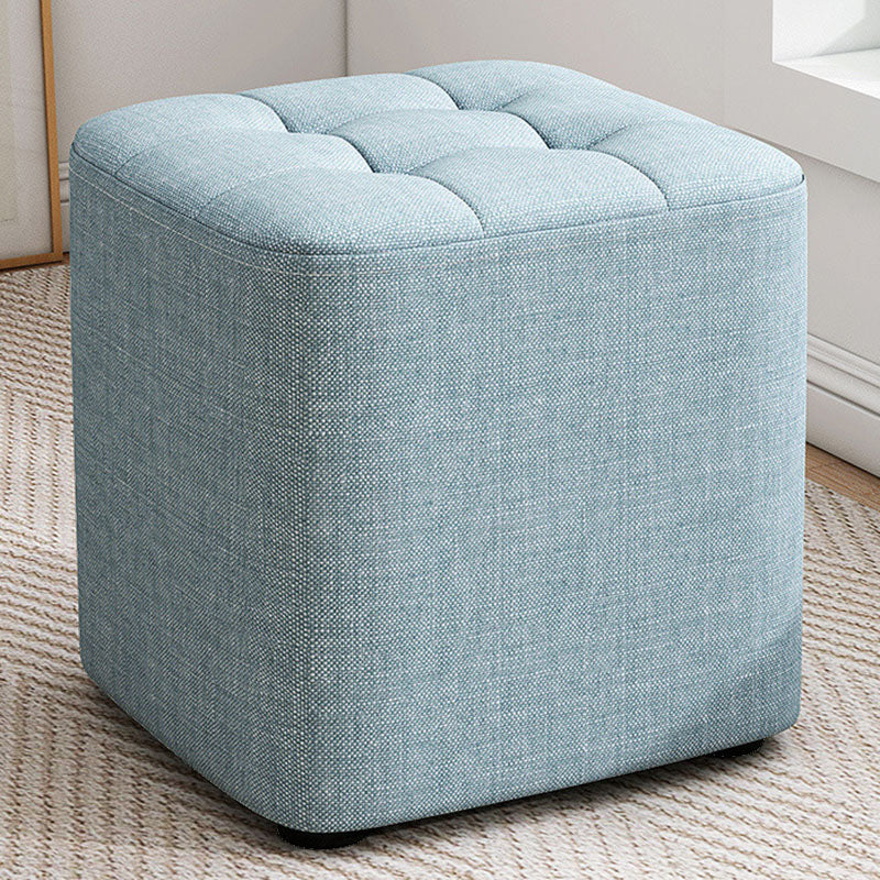 Solid Color Fabric Standard Stool Modern Simple Square Upholstered Stool 11"L x 11"W x 11"H Blue 1 Piece Clearhalo 'furn' 'furn_ottomans_poufs' 'Furniture' 'Living Room Furniture' 'Ottomans & Poufs' 'ottomans_poufs' 6922320