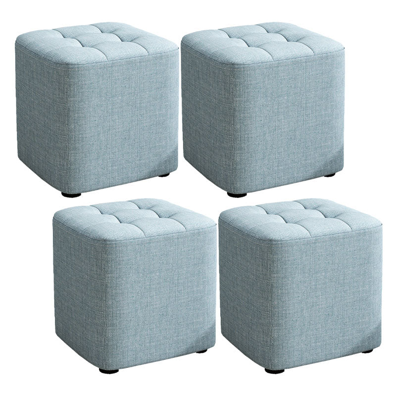 Solid Color Fabric Standard Stool Modern Simple Square Upholstered Stool 11"L x 11"W x 11"H Blue 4 Piece Set Clearhalo 'furn' 'furn_ottomans_poufs' 'Furniture' 'Living Room Furniture' 'Ottomans & Poufs' 'ottomans_poufs' 6922323