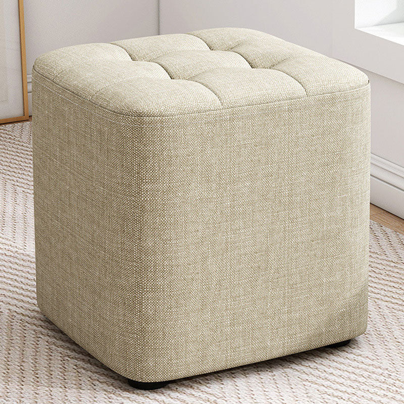 Solid Color Fabric Standard Stool Modern Simple Square Upholstered Stool 11"L x 11"W x 11"H Beige 1 Piece Clearhalo 'furn' 'furn_ottomans_poufs' 'Furniture' 'Living Room Furniture' 'Ottomans & Poufs' 'ottomans_poufs' 6922328