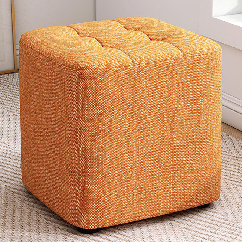 Solid Color Fabric Standard Stool Modern Simple Square Upholstered Stool 11"L x 11"W x 11"H Orange 1 Piece Clearhalo 'furn' 'furn_ottomans_poufs' 'Furniture' 'Living Room Furniture' 'Ottomans & Poufs' 'ottomans_poufs' 6922331