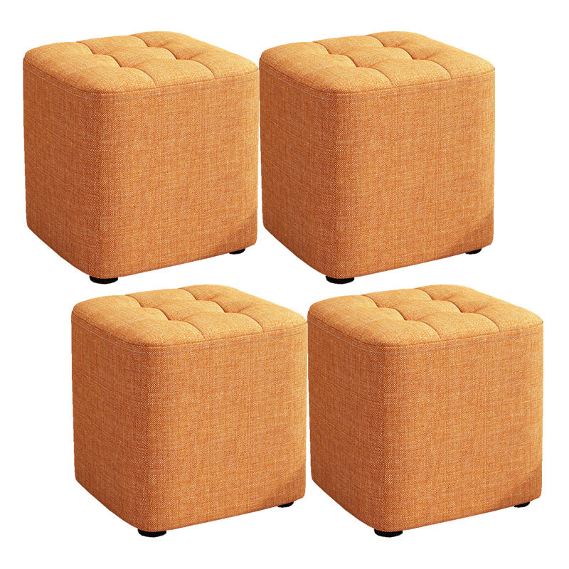 Solid Color Fabric Standard Stool Modern Simple Square Upholstered Stool 11"L x 11"W x 11"H Orange 4 Piece Set Clearhalo 'furn' 'furn_ottomans_poufs' 'Furniture' 'Living Room Furniture' 'Ottomans & Poufs' 'ottomans_poufs' 6922333