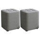 Solid Color Fabric Standard Stool Modern Simple Square Upholstered Stool 11"L x 11"W x 14"H Grey 2 Piece Set Clearhalo 'furn' 'furn_ottomans_poufs' 'Furniture' 'Living Room Furniture' 'Ottomans & Poufs' 'ottomans_poufs' 6922335